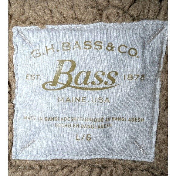 G.H. Bass Sweater Henley Tan Pullover Fleece Men's Size Large - Picture 5 of 6